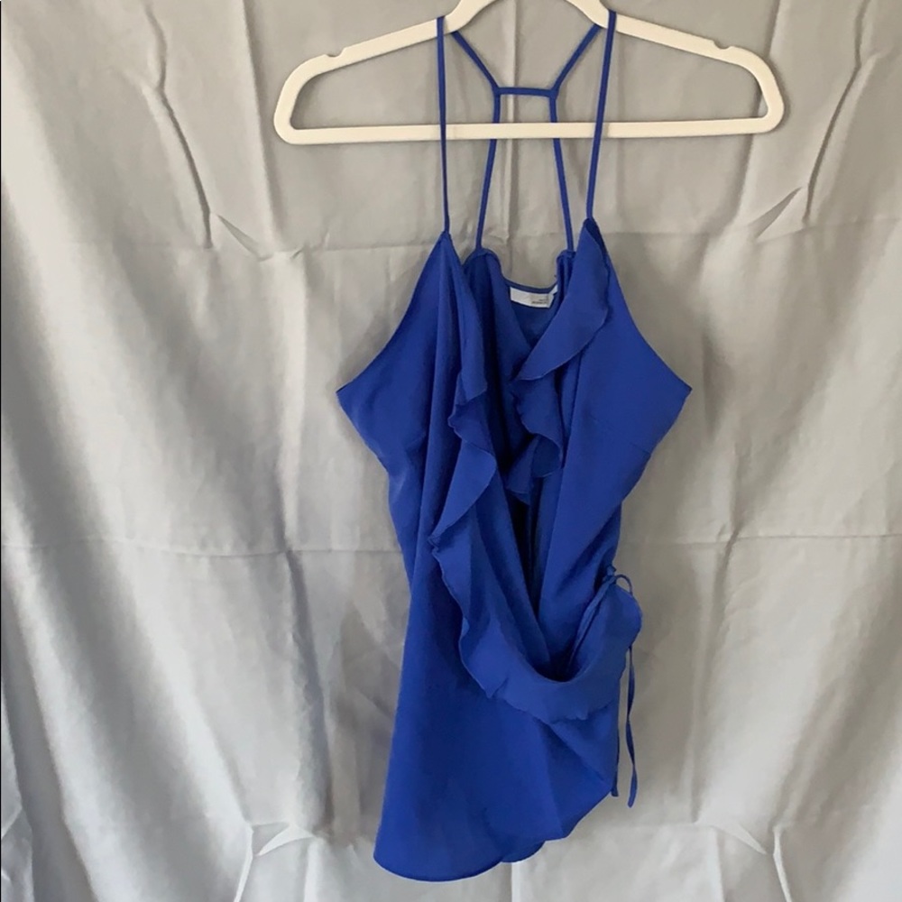 14th & Union blue strappy wrap top, size XL